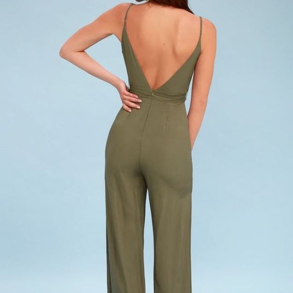 Lulu's Olive Green Jumpsuit - Picture 2 of 4